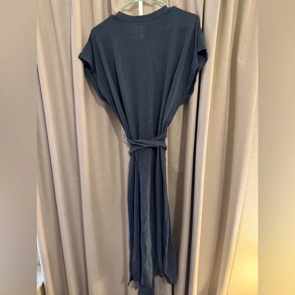 Zara Jersey Knit Blue Women’s Belted Midi Dress M - Picture 3 of 3